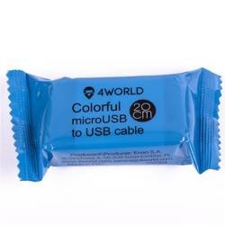 4World Candy Cable, kabel do przesyłu danych, Micro USB- USB 2.0, 20cm, mix kolorów